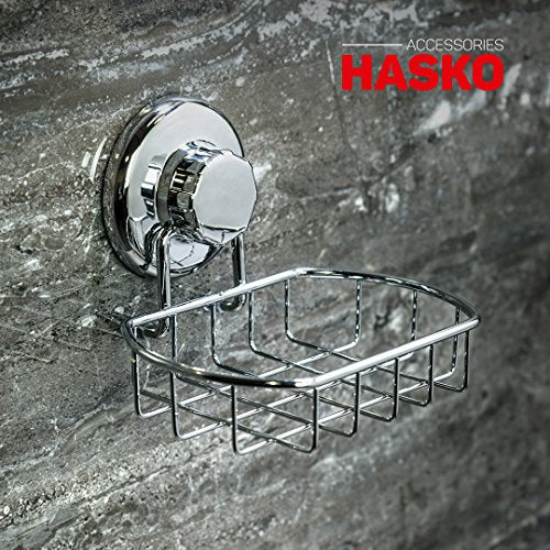 HASKO Suction Cup Soap Dish for Shower Wall, Rustproof Stainless Steel Shower Soap Holder Suction, Bathtub Bathroom Bar Soap Holder (Chrome)