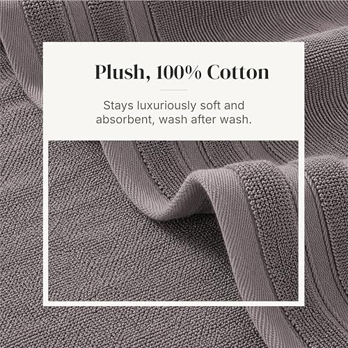 Modern Threads 6 Piece Cotton Bath Towel Set – Ultra Soft 550 GSM Towels – Bathroom Set with Hand Towels and Washcloths – Diamond Border (Silver Cloud) - color: Silver Cloud, style: Diamond Border