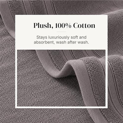 Modern Threads 6 Piece Cotton Bath Towel Set – Ultra Soft 550 GSM Towels – Bathroom Set with Hand Towels and Washcloths – Diamond Border (Silver Cloud) - color: Silver Cloud, style: Diamond Border