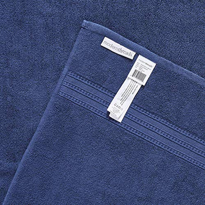 Modern Threads 6 Piece Reversible Yarn Dyed Jacquard Towel Set Artesia Damask Indigo - color: Indigo