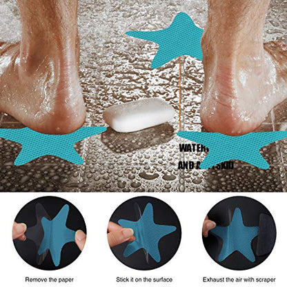 Secopad Anti Slip Shower Stickers Safety Bathtub Strips Adhesive Decals with Premium Scraper (Blue) - color: Blue