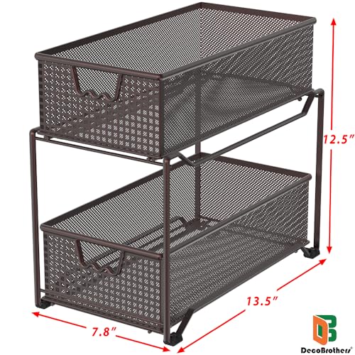 Deco Brothers 2 Tier Bathroom Storage Organizer with Pull-Out Drawer Bronze - color: Bronze