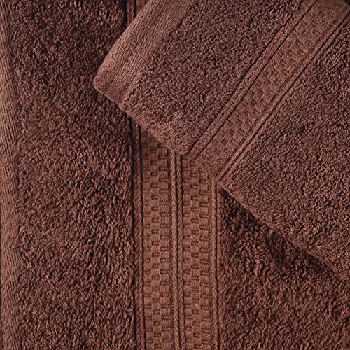 Superior Rayon from Bamboo Cotton Blend 6 Piece Towel Set, for Bathroom, Gym, Spa, Essentials, Includes; 2 Face Towels/Washcloths 13” x 13”, 2 Hand Towels 16” x 30”, 2 Bath Towels 30” x 54”, Cocoa