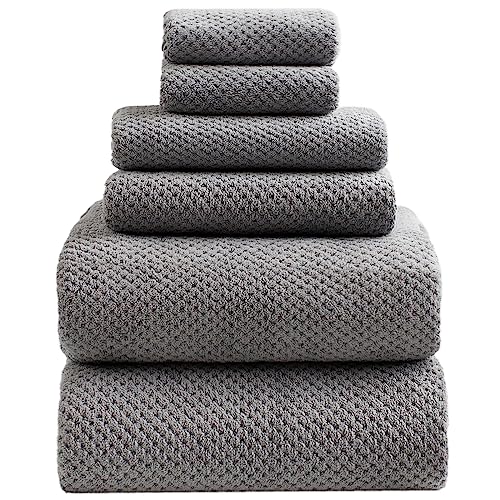 Oversized Bath Towels Extra Large 40x80 Inches Bath Sheets for Adults Super Soft Quick Dry Highly Absobent Microfiber Shower Towels (Grey,6 Piece)… - color: Grey 6 Piece, size: 6 Piece