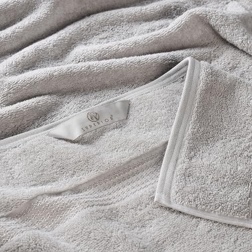 Superior Egyptian Cotton 2-Piece Bath Sheet Towel Set, Oversized Body Towels For Adults And Kids, Large Towel For Bath, Shower, Guest Bathroom, Spa, Gym, Resort, Essentials, Airbnb, Silver