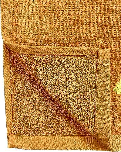 Fall Bathroom Leaf Fingertip Towels: Embroidered Gold Burgundy Leaves on Rust Orange, 2 Piece Bath Set, 12 x 18 Inches Each - color: Rust