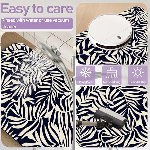 Black Leaves Bathroom Rugs, Fast-Absorbing Bath Mat, Quick-Dry Non-Slip Thin Rug for Bathroom Floor Kitchen 17"x30" - color: Black Leaves