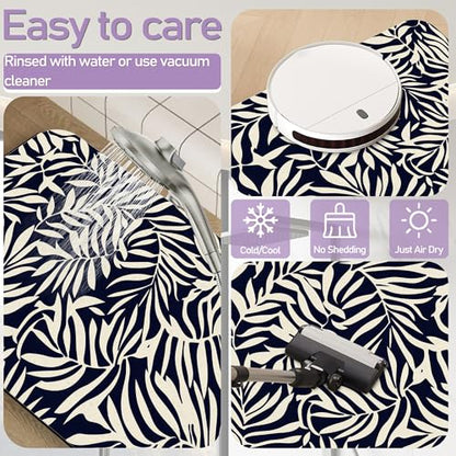Black Leaves Bathroom Rugs, Fast-Absorbing Bath Mat, Quick-Dry Non-Slip Thin Rug for Bathroom Floor Kitchen 17"x30" - color: Black Leaves