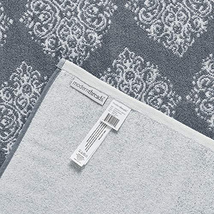 Modern Threads 6 Piece Reversible Yarn Dyed Jacquard Towel Set Artesia Damask Sterling Blue - color: Sterling Blue