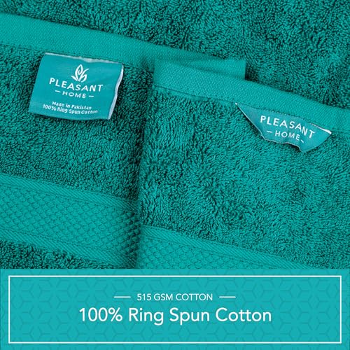 Pleasant Home Bath Towels Set of 6 (24” x 50”) 100% Cotton, Teal | 515 GSM | Lightweight, Soft & Highly Absorbent Luxury Towels for Bathroom | for Gym, Pool & Spa - color: Teal