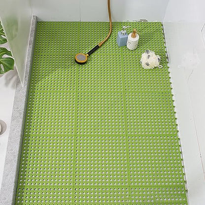 Tyenaza 10Pcs Bath Tub Shower Mat, Suction Cup Floor Mats Anti Slip Plastic Mosaic Bath Mat Tub Bathroom Mats for Kitchen Bathroom (Green) - color: Green