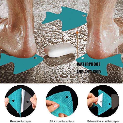 Secopad Bathtub Stickers Non-Slip, 24 PCS Safety Shower Treads Adhesive Appliques with Premium Scraper (Blue) - color: Blue