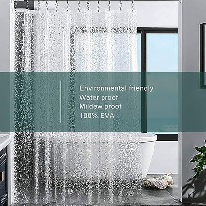 EVA Clear Shower Curtain Liner, 3D Water Cube 5G Shower Liners with 12 Rustproof Metal Grommets and Weighted Magnets, Waterproof Duty for Bathroom 72 x 72 - color: Clear Stone