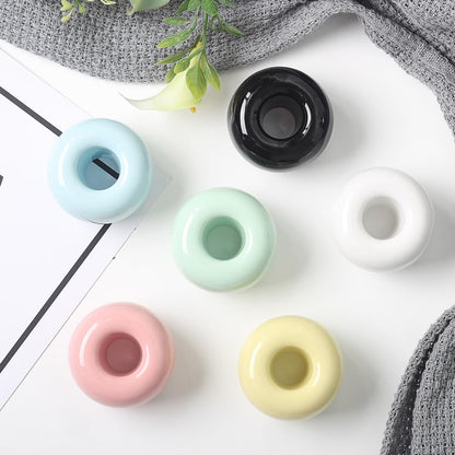 Mini Ceramics Toothbrush Holder Stand for Bathroom Vanity Countertop, Handmade Couple Toothbrush Head Holder, Shaver Holder and Office Pen Holder, Pink&Blue, Pack of 2 - color: Pink&blue