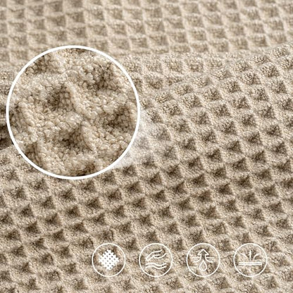 POLYTE 430 GSM Poly Blend Microfiber Waffle Bath Sheet XL Set, 35x70 in | 2 Pack, Oversize, Lint Free, Quick Dry - color: Beige, size: X Large