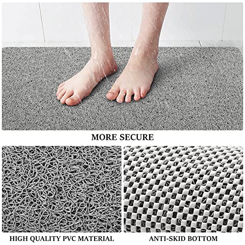 LuxStep Shower Mat Bathtub Mat Non-Slip Bath Mat with Drain, Quick Drying | 47x16 inch PVC Loofah Bathmat for Tub,Shower,Bathroom,Grey - color: Stylish Grey, size: 47" x 16" (Rectangular)