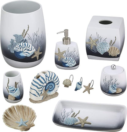 Avanti Linens – Bathroom Accessory, Resin Countertop Accessories, Oceanscape Inspired Bathroom Decor (Blue Lagoon Collection) - size: 10.3" x 5" x 1"