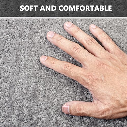 Grey Bathroom Rugs Non Slip Washable Quick Dry Ultra Thin Bath Mat | Bathroom Rugs Fit Under Door Low Profile Bath Mat, 17" × 32" - color: Grey, size: Medium(17"x 32")