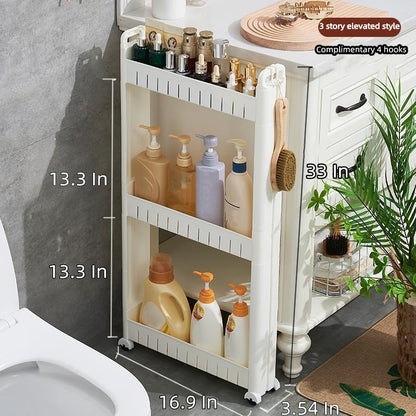 Slim Storage Car Durable Slim Storage Cabinet with Wheels Narrow Shelf Rack for Kitchen,Bathroom,Study,Office,Etc (3 Tier elevated) - size: 3 Tier elevated
