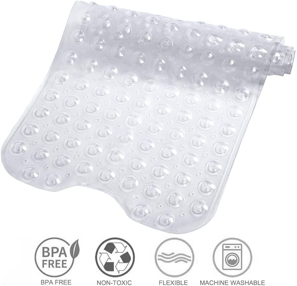 Tree Bud Bathtub Mats for Shower Tub Non-Slip Bath Mat 39 x 16 Inch Extra Long Shower Mat, Bath Tub Mat for Bathroom with Machine Washable, BPA Free for Kids (Clear) - color: Clear