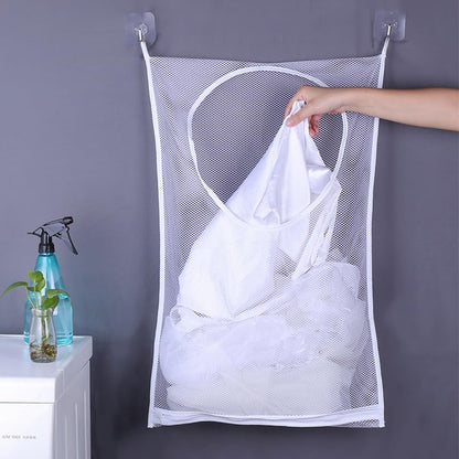 Hanging Laundry Hamper, Over the Door Laundry Hamper with Adhesive Hooks and Zipper for Bathroom and Bedroom, Whtie