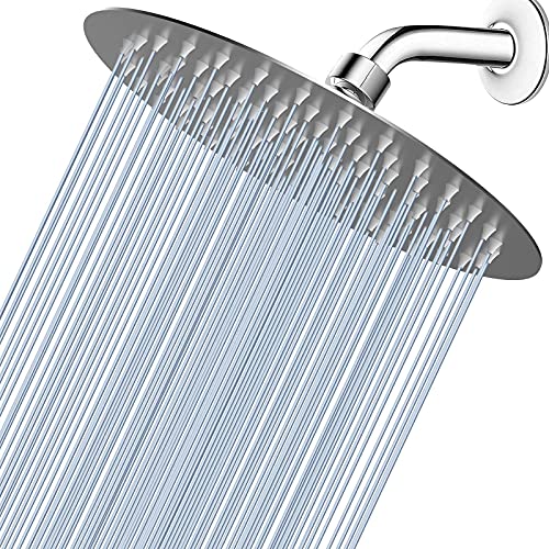 Voolan High Pressure Rain Shower Head - Rainfall Shower head Made of All Metal Stainless Steel - Comfortable Shower Experience Even at Low Water Flow (8 Inch, Brushed Nickel) - color: Brushed Nickel, size: 8 Inch