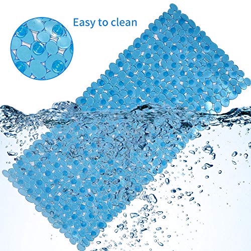 SONGZIMING Pebble Bath Mat for Bathtub to Anti Slip Bathtub Mat in Shower with 16 Inches by 35 Inches (Clear Blue) - color: Clear Blue