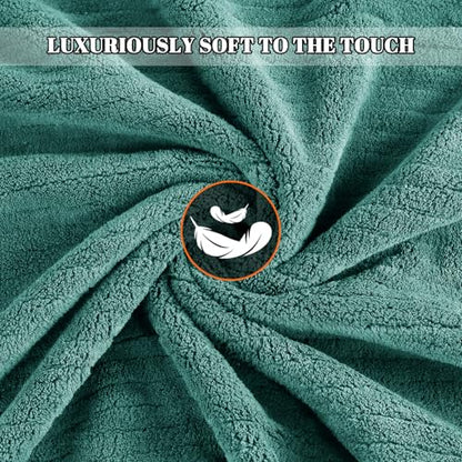 Bath Towels Set of 4 Extra Large 35 x 70 Inches,Luxury Thick High Absorbent and Quick Dry Bath Sheet,Ultra Soft Microfiber,Bathroom,Beach,Yoga,Sport,SPA,Fitness (Teal Green) - color: Teal Green, style: 4 Piece Bath Towels