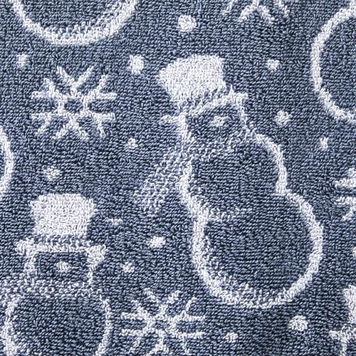 SKL Home Christmas/Winter Top Hat Snowmen Bath Towel, 100% Cotton, Blue | 550 GSM. Soft & absorbent. Reversible jacquard pattern. Great for use in the bathroom, kitchen or bar & gifting. - color: Top Hat Snowmen, style: Bath Towel