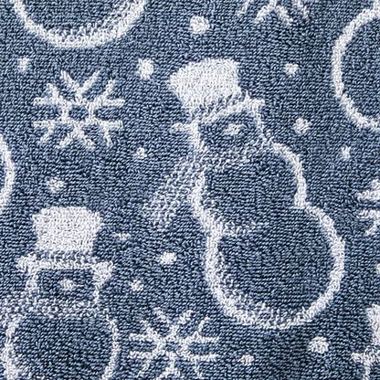 SKL Home Christmas/Winter Top Hat Snowmen Bath Towel, 100% Cotton, Blue | 550 GSM. Soft & absorbent. Reversible jacquard pattern. Great for use in the bathroom, kitchen or bar & gifting. - color: Top Hat Snowmen, style: Bath Towel
