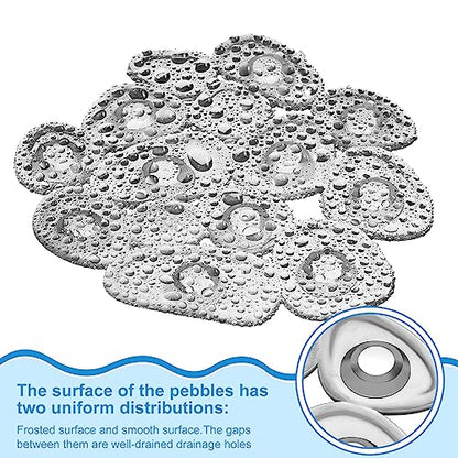 Riakrum 12 Pcs Non Slip Bathtub Stickers, Clear Anti Slip Shower Treads with Strong Suction Cups, Pebble Provides Traction Machine Washable No Residue, Safe(Gray) - color: Gray