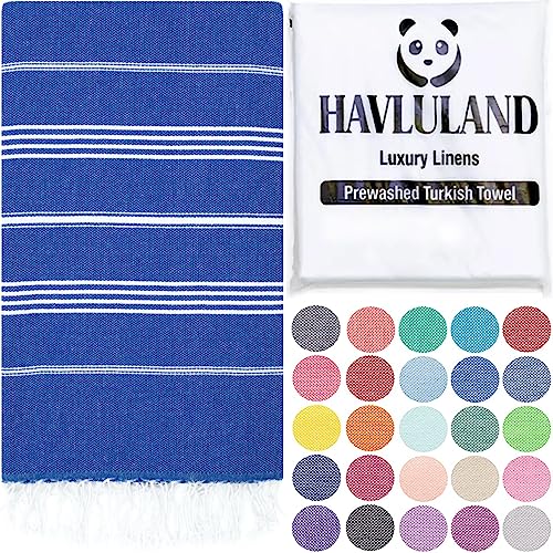 Turkish Beach Towel, Oversized 40" x 72", 100% Cotton - Blue | Quick Dry, Sand Resistant, Reversible, Machine Washable, Lightweight Peshtemal Towel for Beach, Pool, Travel & Spa - color: Blue