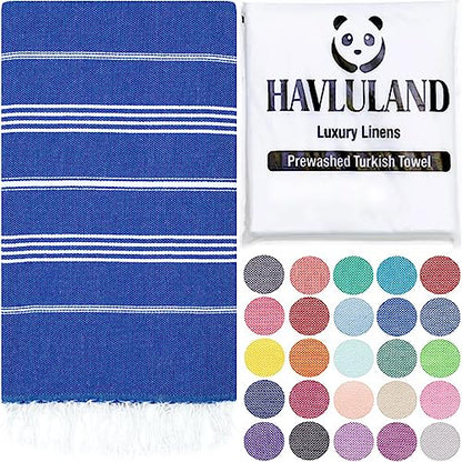 Turkish Beach Towel, Oversized 40" x 72", 100% Cotton - Blue | Quick Dry, Sand Resistant, Reversible, Machine Washable, Lightweight Peshtemal Towel for Beach, Pool, Travel & Spa - color: Blue