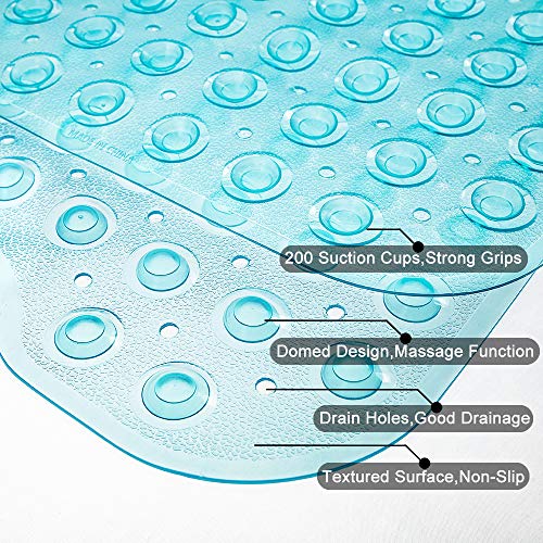 Tree Bud Bathtub Mats for Shower Tub Non-Slip Bath Mat 39 x 16 Inch Extra Long Shower Mat, Bath Tub Mat for Bathroom with Machine Washable, BPA Free for Kids (Clear Aqua) - color: Clear Aqua