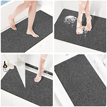 SoftDuo Shower Mat Bathtub Mat Non-Slip Soft Tub Mat | 32x24 inch,PVC Loofah Bath Mat with Drain for Tub and Bathroom,Quick Drying,Black - color: Black, size: 32" x 24" (Rectangular)