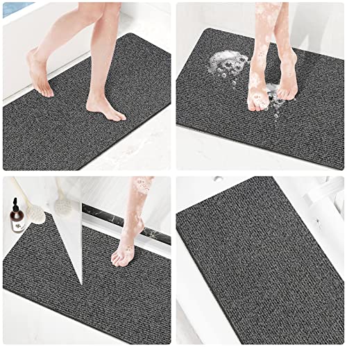 SoftDuo Shower Mat Bathtub Mat Non-Slip Soft Tub Mat | 36x16 inch,PVC Loofah Bath Mat with Drain for Tub and Bathroom,Quick Drying,Black - color: Black, size: 36" x 16" (Rectangular)