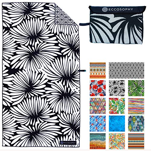 Microfiber Beach Towel - Quick Dry, Sand Free and Oversized 71x35 | Super absorbent, lightweight, swimming, gym, extra large, pool, cruise, camping, yoga, travel, compact, carry bag, vacation - color: Lovina