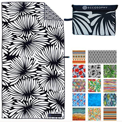 Microfiber Beach Towel - Quick Dry, Sand Free and Oversized 71x35 | Super absorbent, lightweight, swimming, gym, extra large, pool, cruise, camping, yoga, travel, compact, carry bag, vacation - color: Lovina
