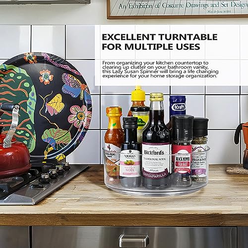 Lazy Susan Organizer, 2pcs 360 Degree Rotating Turntable Organizer | Refrigerator Lazy Susan, Round Plastic Clear Lazy Susan Turntable Food Storage Container for Kitchen, Fridge Organizer - size: 2 Pack