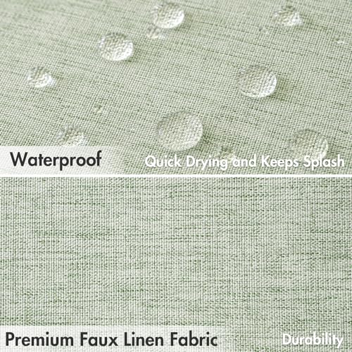 MIULEE Stall Spring Linen Shower Curtain Sage Green W36*L72 6 Metal Hooks | Small, Heavy Duty, Fabric Curtain Set, Waterproof Narrow Thick Cloth Shower Curtains, Bathroom Hotel, Washable - color: Sage Green, size: 36"W x 72"L (Pack of 1)