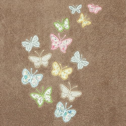 Frolic 4-Piece Luxury Towel Set, Calico Applique, Soft & Durable Turkish Cotton, Elegant Bathroom Ensemble, 2 Bath 2 Hand Towels, Cocoa - color: Cocoa, size: 2 Pcs Bath 2 Pcs Hand Towel