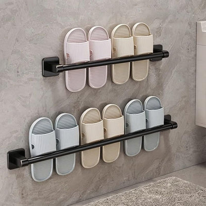 1pc Contemporary Black Metal Towel Bar Rack that Adheres Without Drilling, Featuring a Hand Towel Hook, Suitable for Storing Towels in The Bathroom and Kitchen