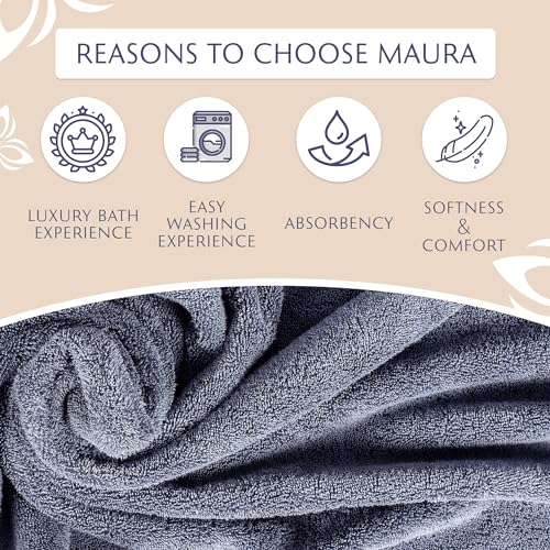 MAURA Indigo Blue Hand Towels for Bathroom. Luxury Turkish Cotton Bath Hand Towels Set of 6. Ultra-Soft, Thick & Plush - Denim Blue - color: Denim Blue, size: Hand Towel (6-Pack)
