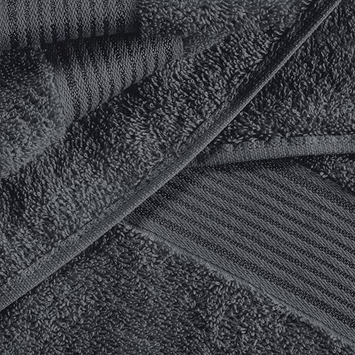 Ultra Soft 6 Pack Cotton Towel Set, Contains 2 Bath Towels 28x55 inch, 2 Hand Towels 16x24 inch & 2 Wash Coths 12x12 inch, Ideal Everyday use, Compact & Lightweight - Charcoal Grey - color: Charcoal