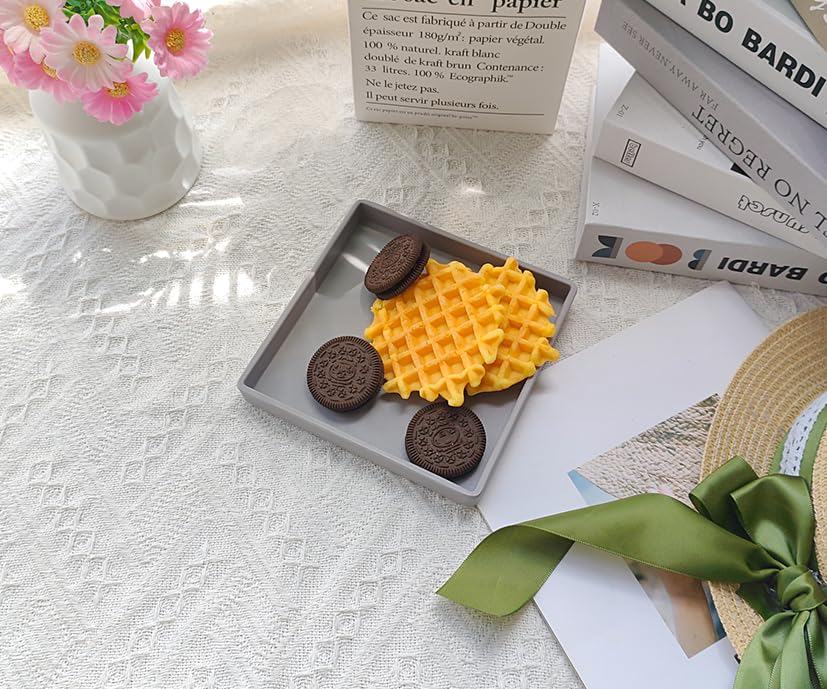 Small Mini Square Tray (5.9 inch) 3 Pack, Hard Plastic Gray Tray | 5.9"x5.9"x0.8" Tiny, Sturdy, Solid Tray, Lightweight for Coffee, Desserts, Drinks, Party, Seasoning, Perfume and Display. - color: Gray - 3 Tray, size: 5.9" x 5.9" x 0.8"