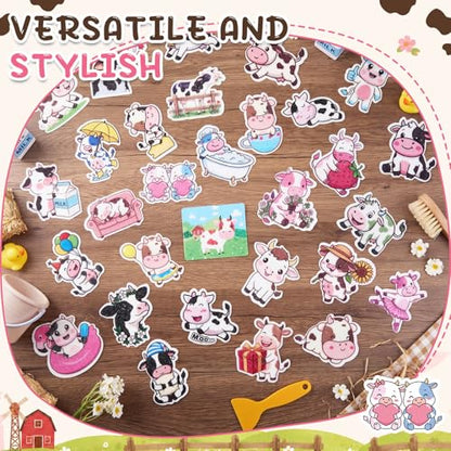 Fullhawl 30 Pcs Farm Animal Non Slip Bathtub Stickers, Cute Cow Bath Safety Decals, Anti Slip Shower Traction Stickers, Waterproof PEVA Bathtub Appliques with Scraper for Tub Shower Floor Bathroom - style: Cartoon Cow