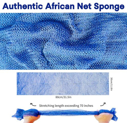 SPMKTBOZAI African Net Sponge Authentic, African Exfoliating Sponge Real African Net Black Owned, African Bath Sponge Back Scrubber, Body Exfoliator Shower Bath Accessories (Blue) - color: Blue