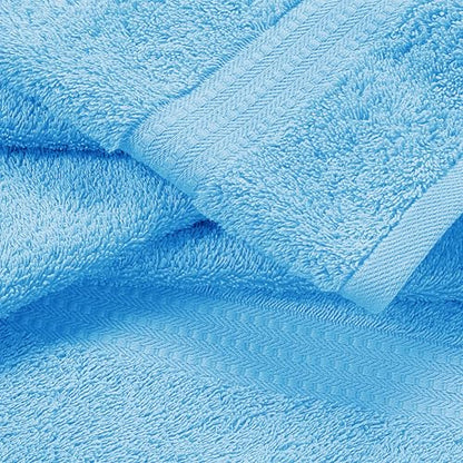 MyOwn 6 Piece Towel Set, 100% Combed Cotton - 2 Bath Towels, 2 Hand Towels, 2 Wash Cloths - 500 GSM Luxury Hotel Quality Ultra Soft Highly Absorbent Towel Set for Bathroom - Sky Blue - color: Sky Blue
