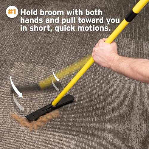 FURemover Pet Hair Removal Rubber Broom, 61" Telescopic Handle | Multi-Surface Rubber Broom with Built in Squeegee Edge, Sweeps up Fur, Hair, and Debris on Tile, Wood, Vinyl, and Carpet - size: 61" Telescopic Handle