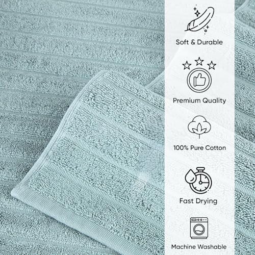 CTT - 2 Piece Bathroom Rugs Set, 100% Cotton Bath Mats, Non-Slip, Comfy & Highly Absorbent Bathroom Floor Mats, Machine Washable | 20"x32" (Spa Green) - color: Spa Green